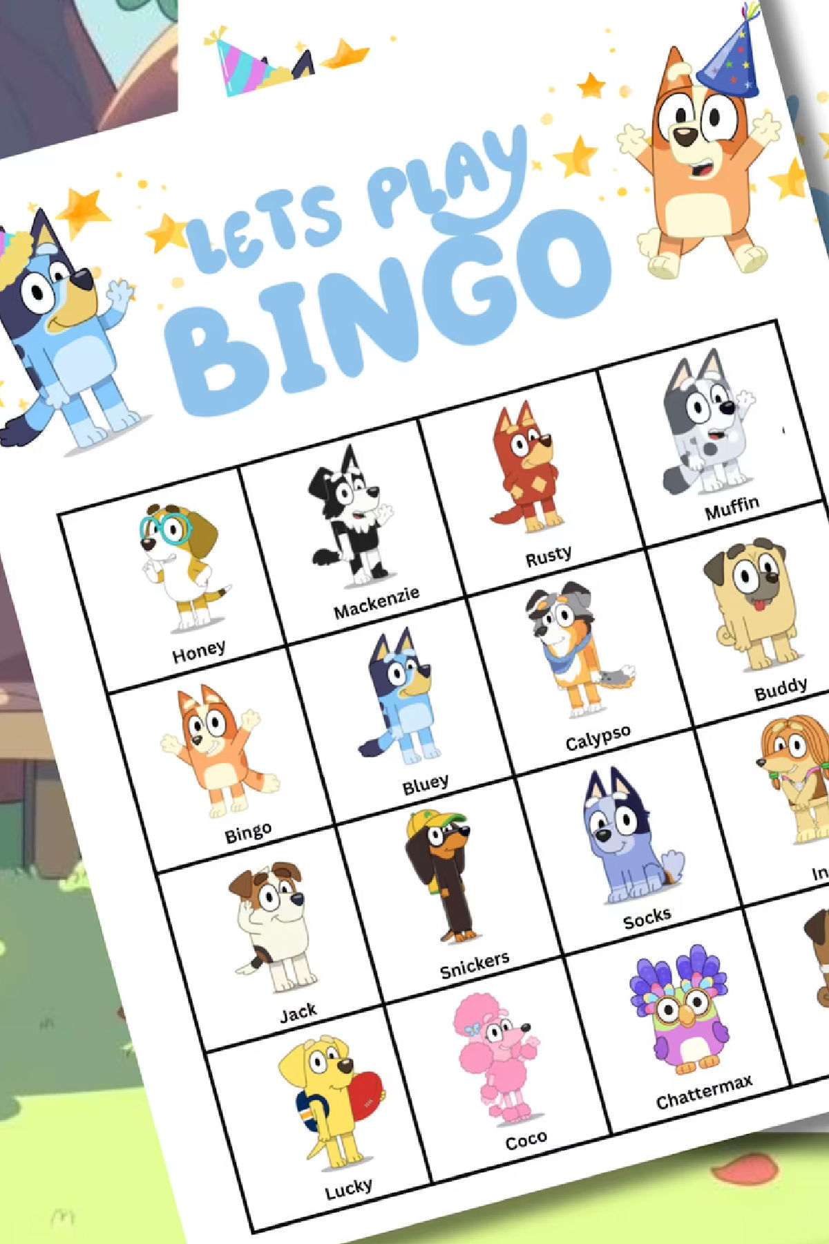 Printable Bluey Bingo Game