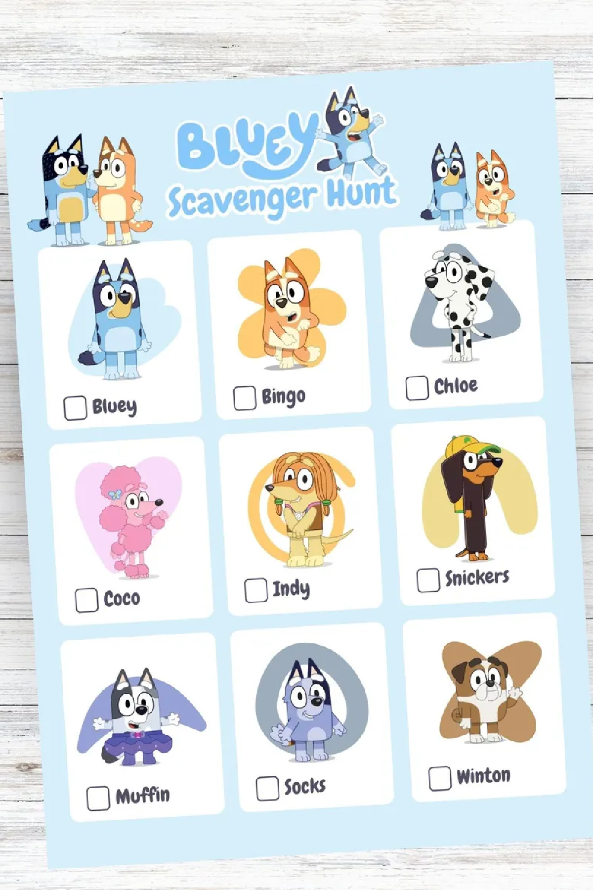 Bluey Scavenger Hunt