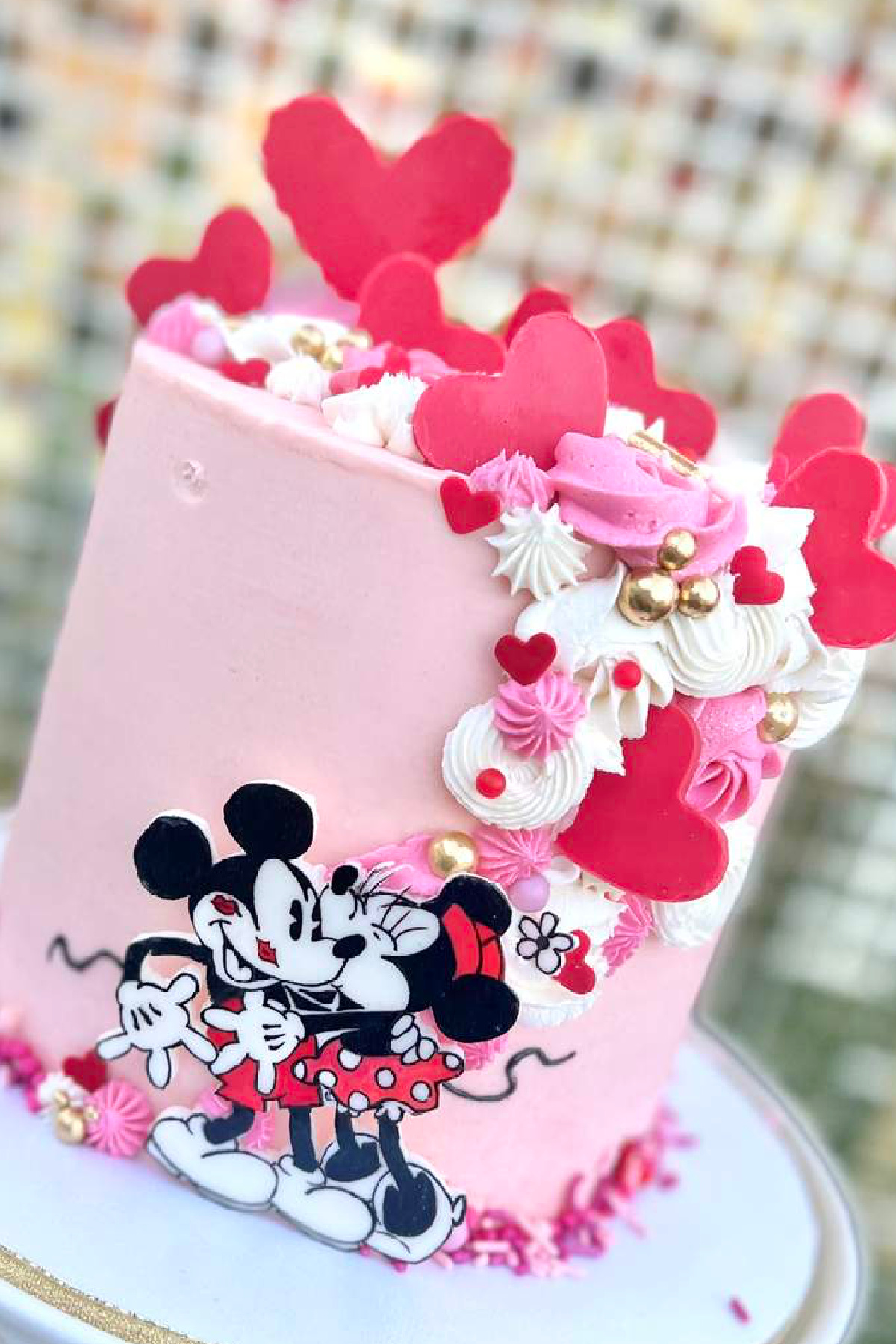 Pink Mickey & Minnie Valentine's Cake