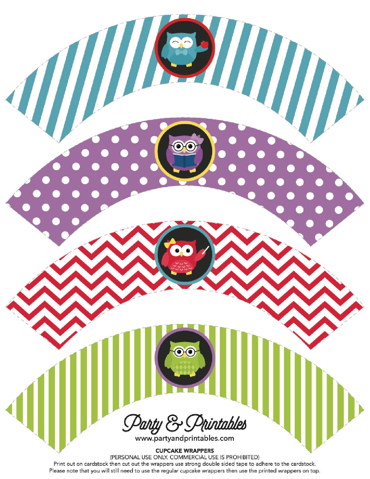 Free Back-To-School Owl Printables- Cupcake Wrappers