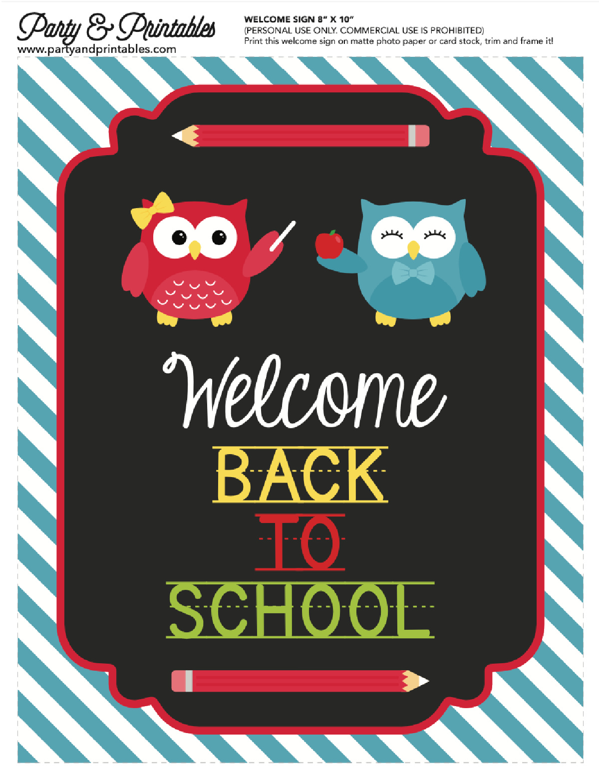 Free Back-To-School Owl Printables- Welcome Poster