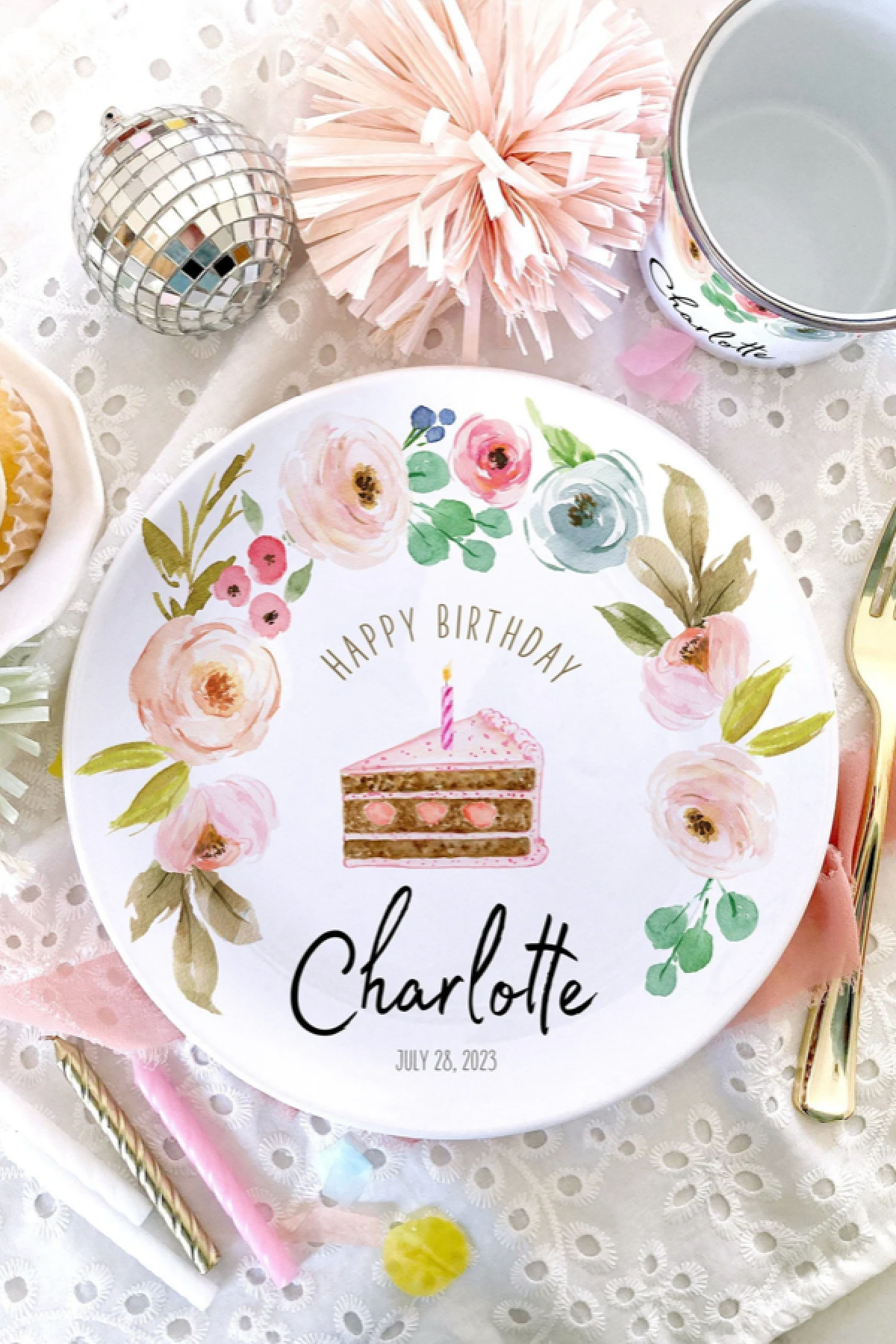 Girl First Birthday Gift Ideas - Personalized Ceramic Birthday Plate