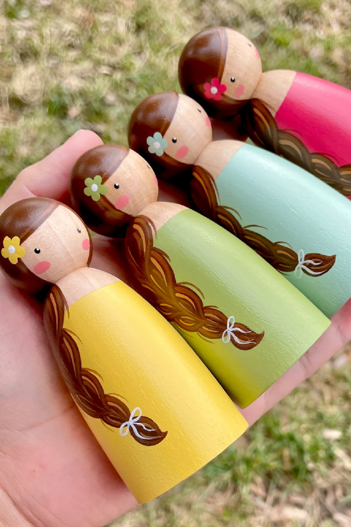 Girl First Birthday Gift Ideas - Wooden Rainbow Peg Dolls