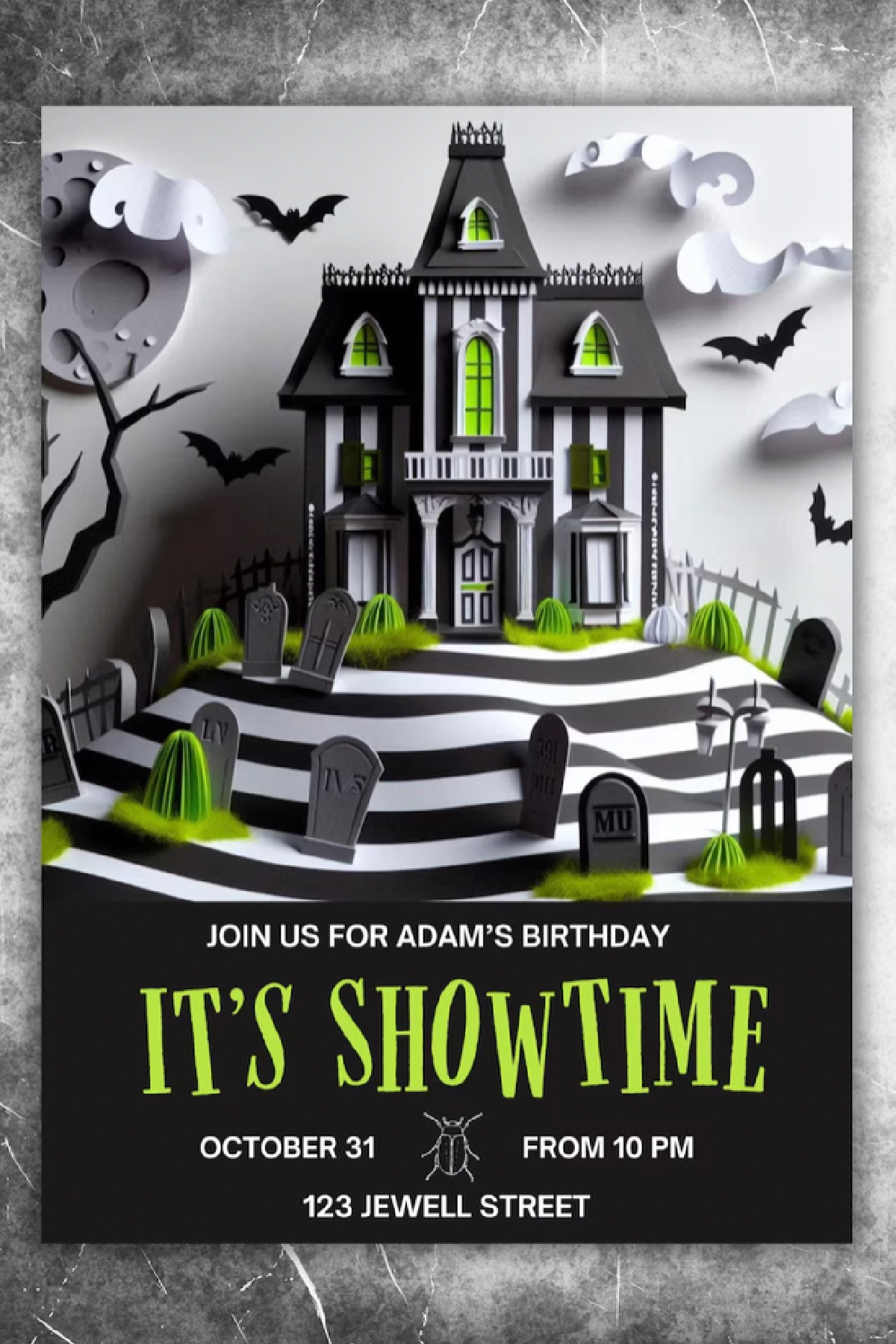 Beetlejuice Birthday Party Invitation