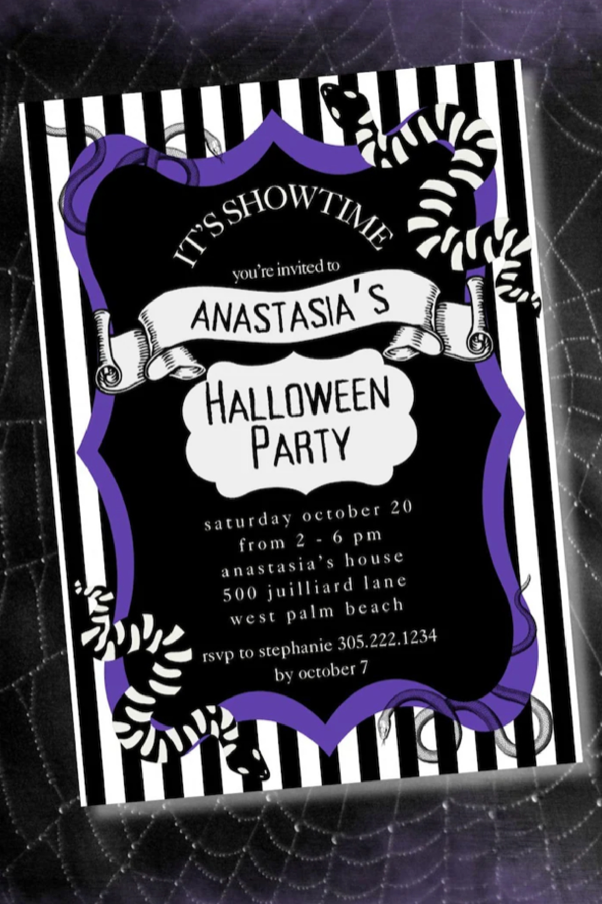 Beetlejuice Halloween Party Invitation