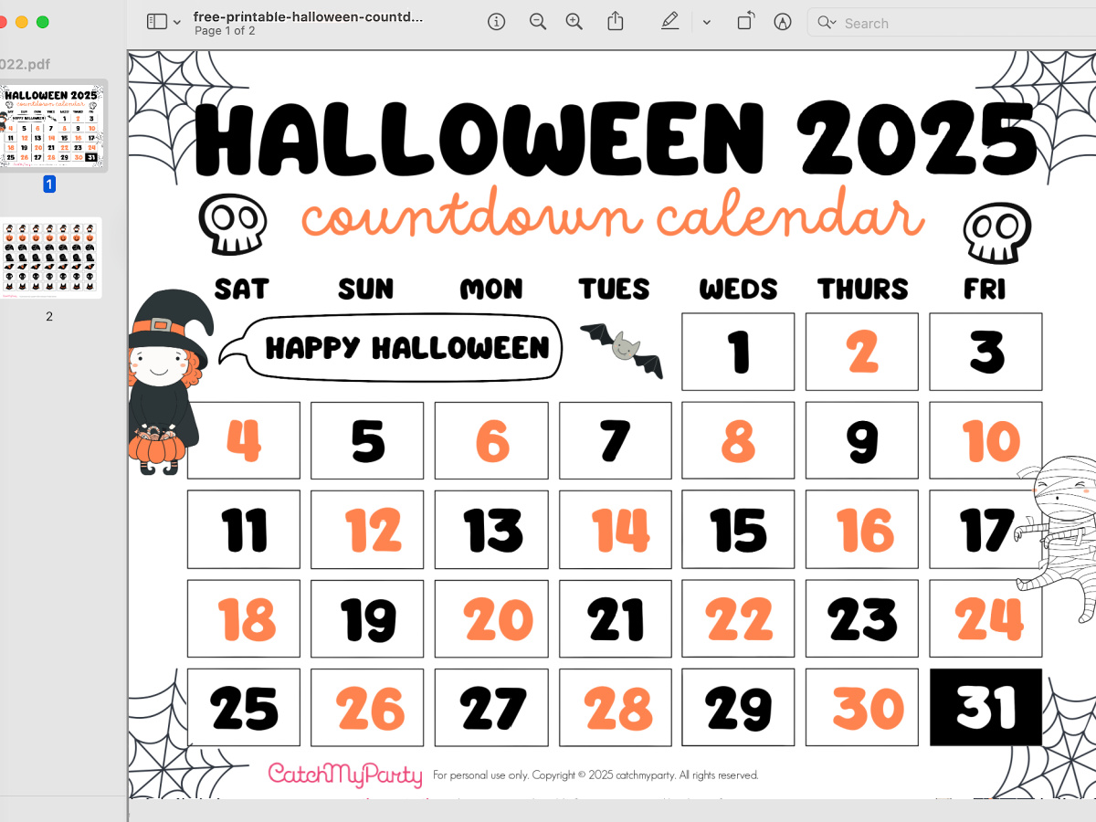 FREE Fun Halloween Countdown Calendar (2025) FREE Fun Halloween Countdown Calendar (2025)