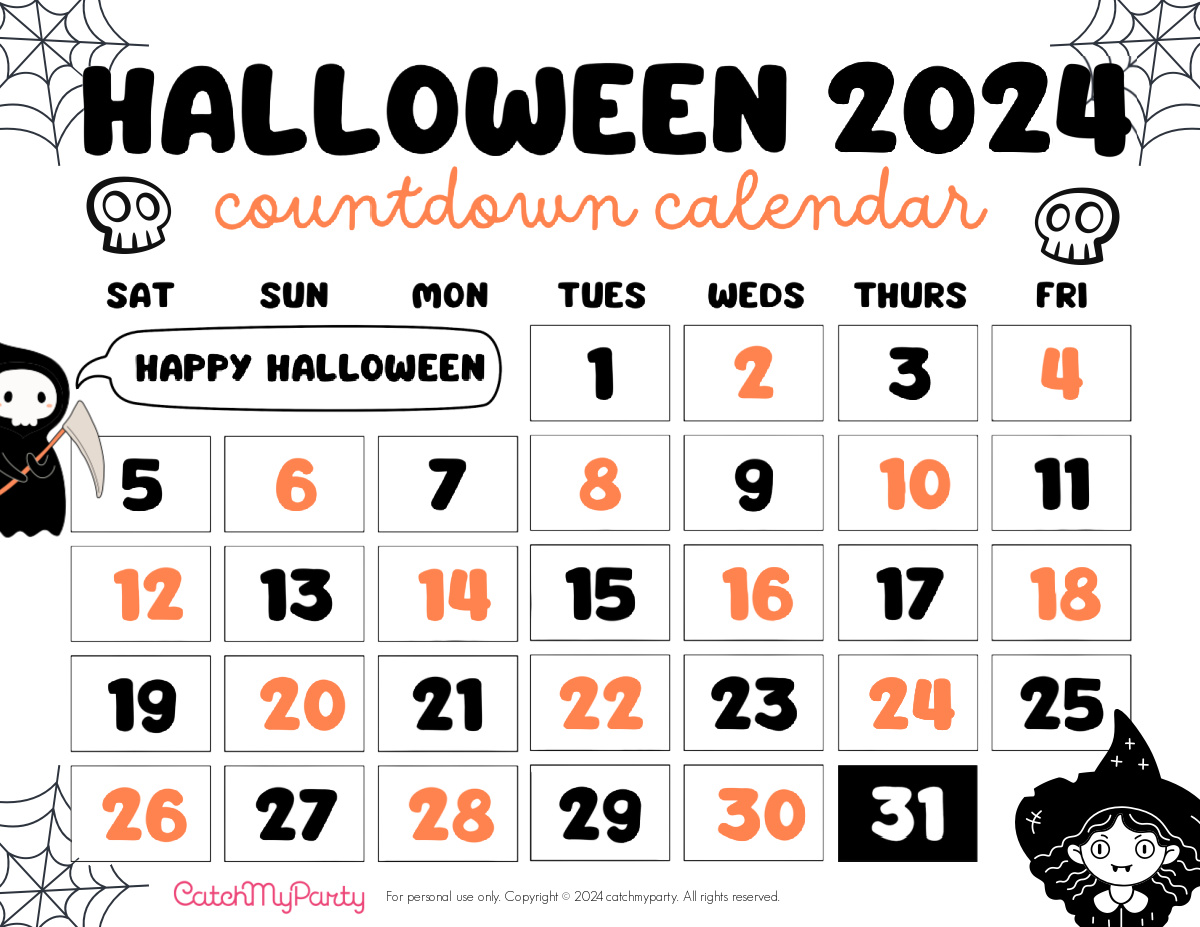 FREE Printable Halloween Countdown Calendar 2024