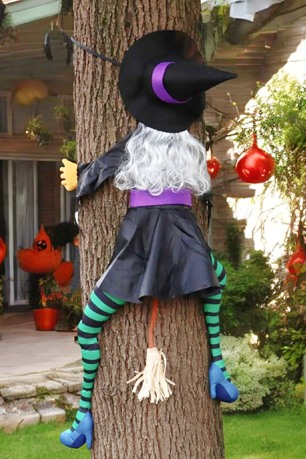 Witch Crashing into Tree Party Decoration