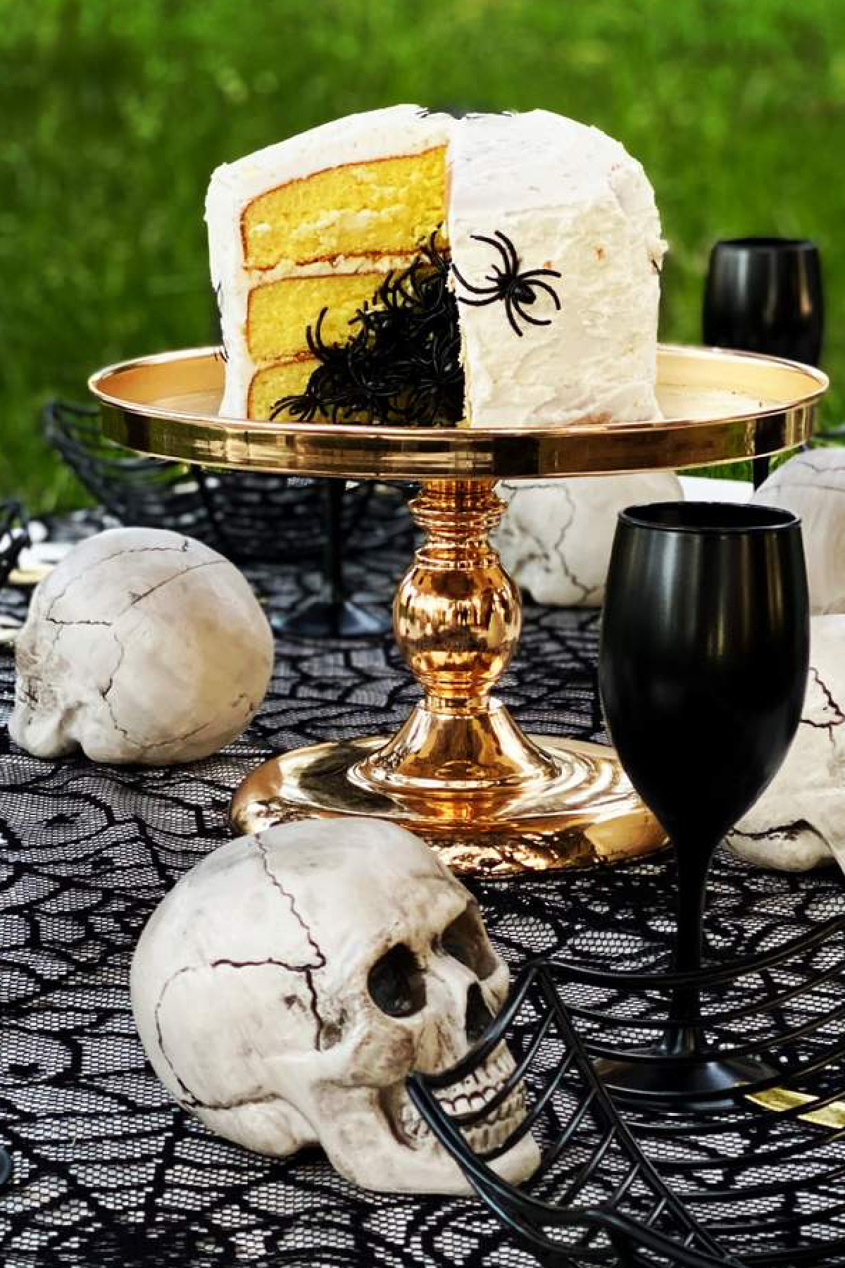 Halloween Cake Full of Spiders