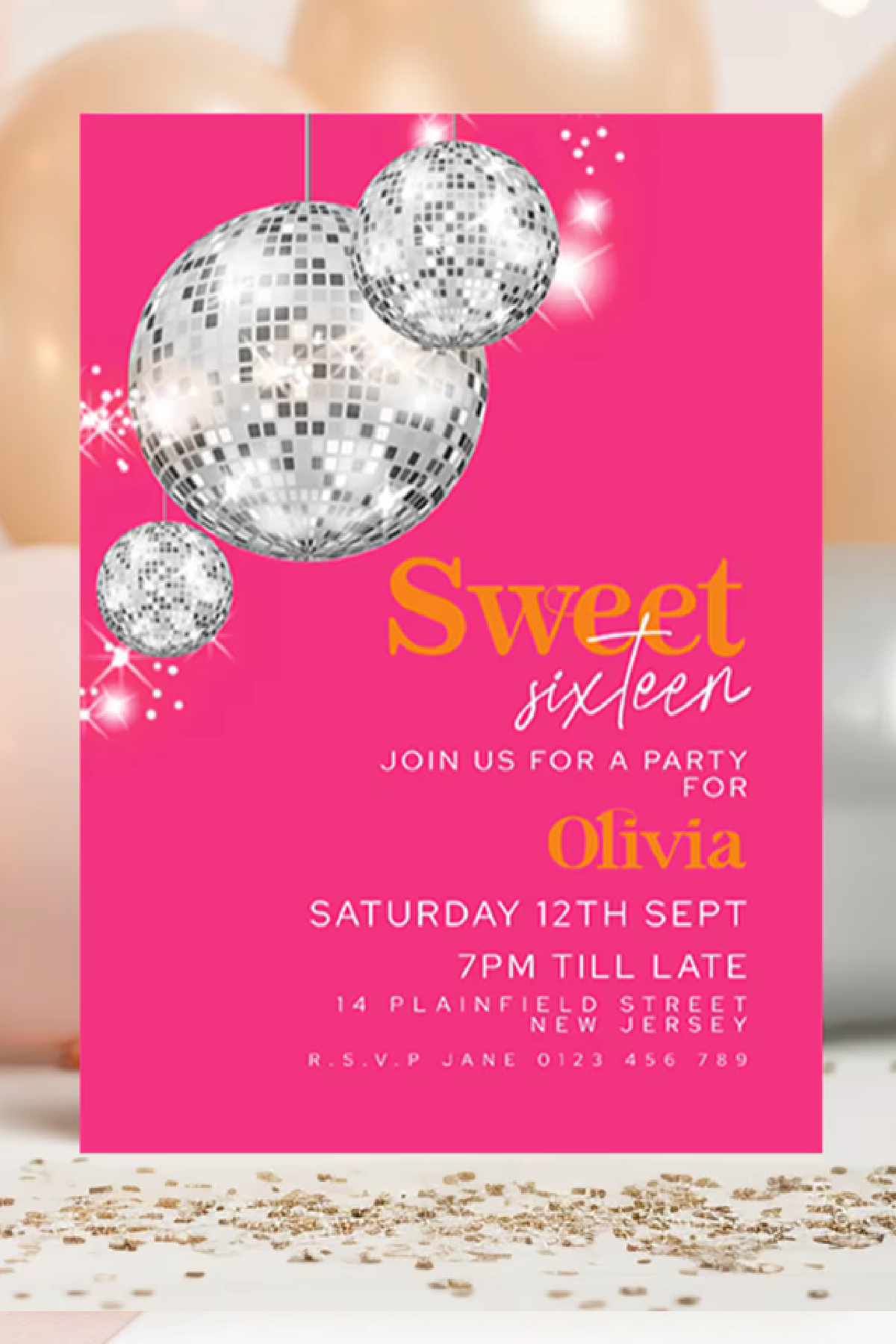 Sweet 16 Party Invitations - Disco  Sweet 16 Party Invitation