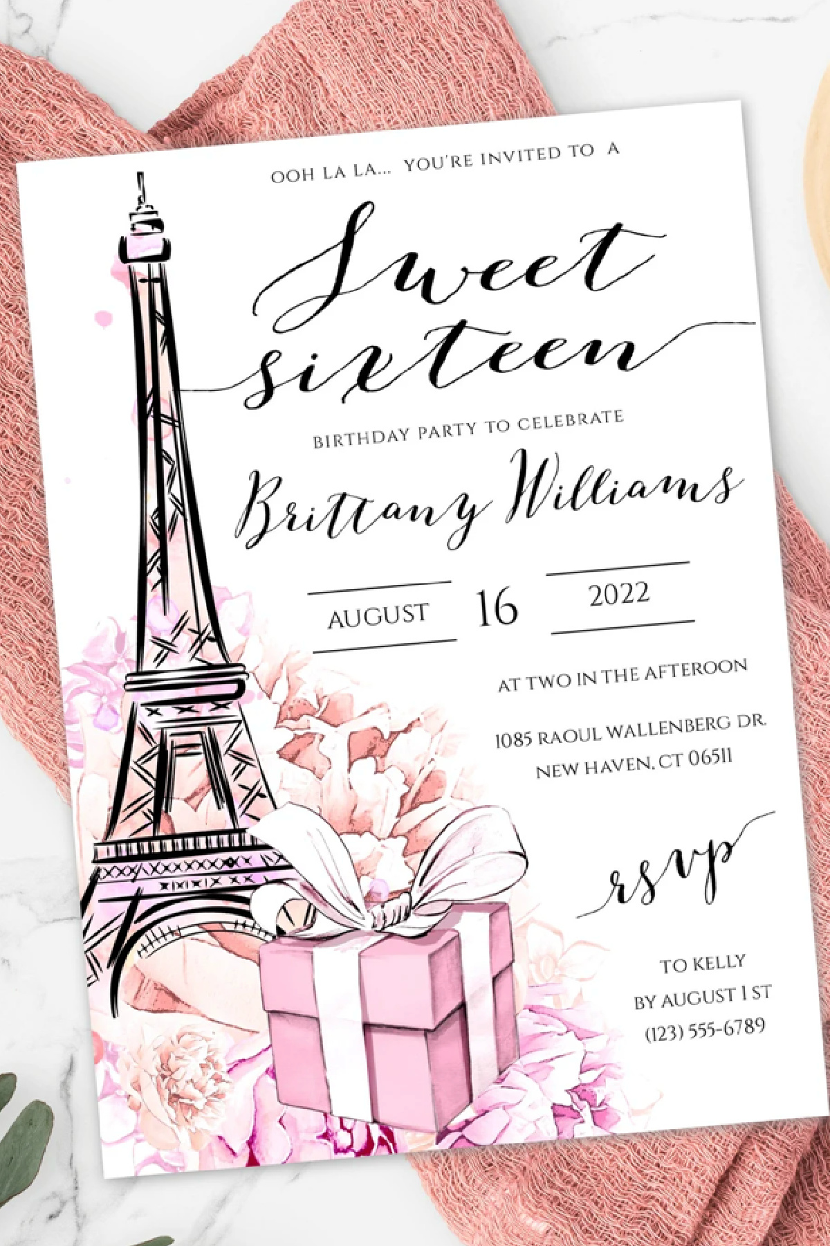 Sweet 16 Party Invitations - Parisian Sweet 16 Party Invitation