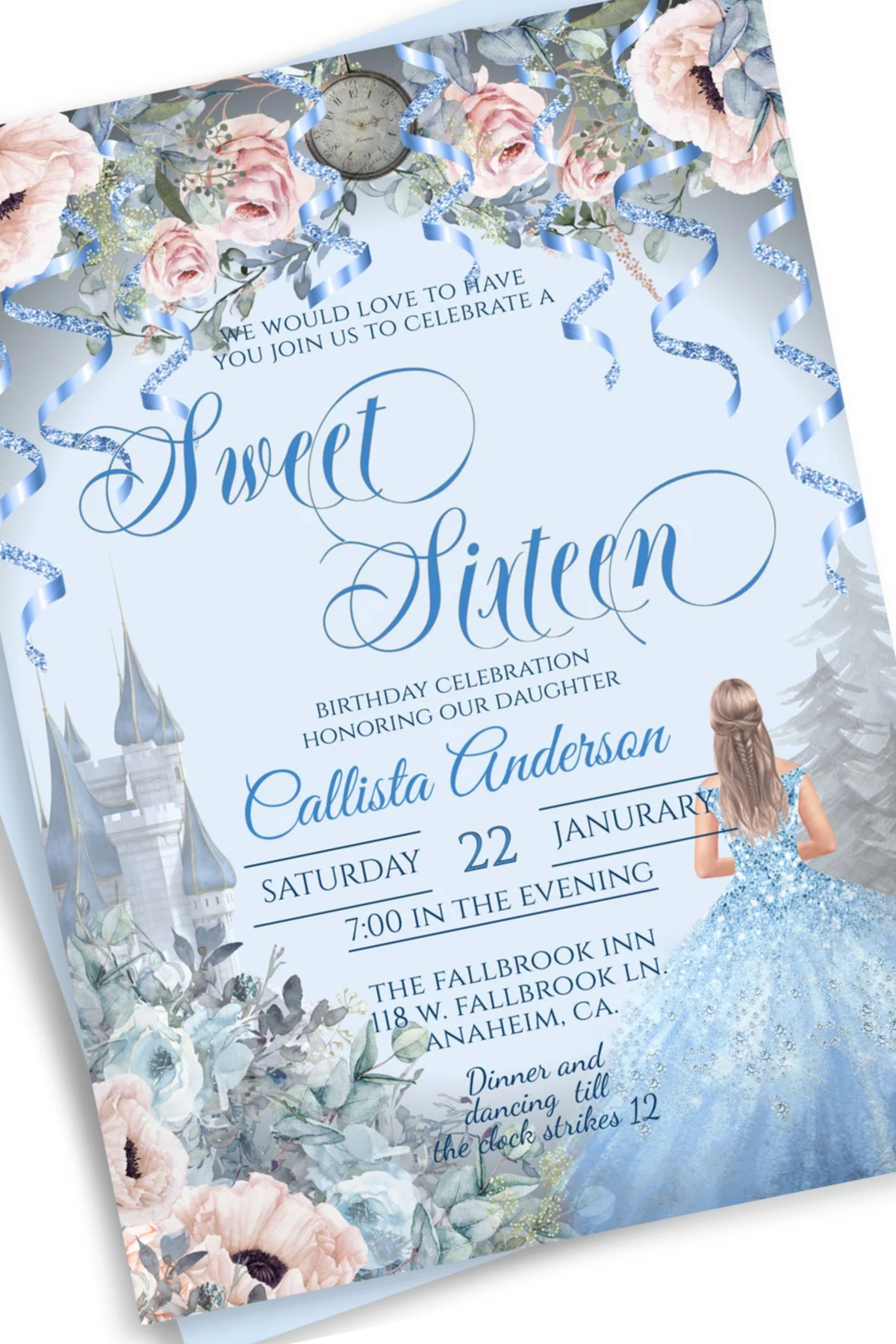 Sweet 16 Party Invitations - Princess Sweet 16 Party Invitation