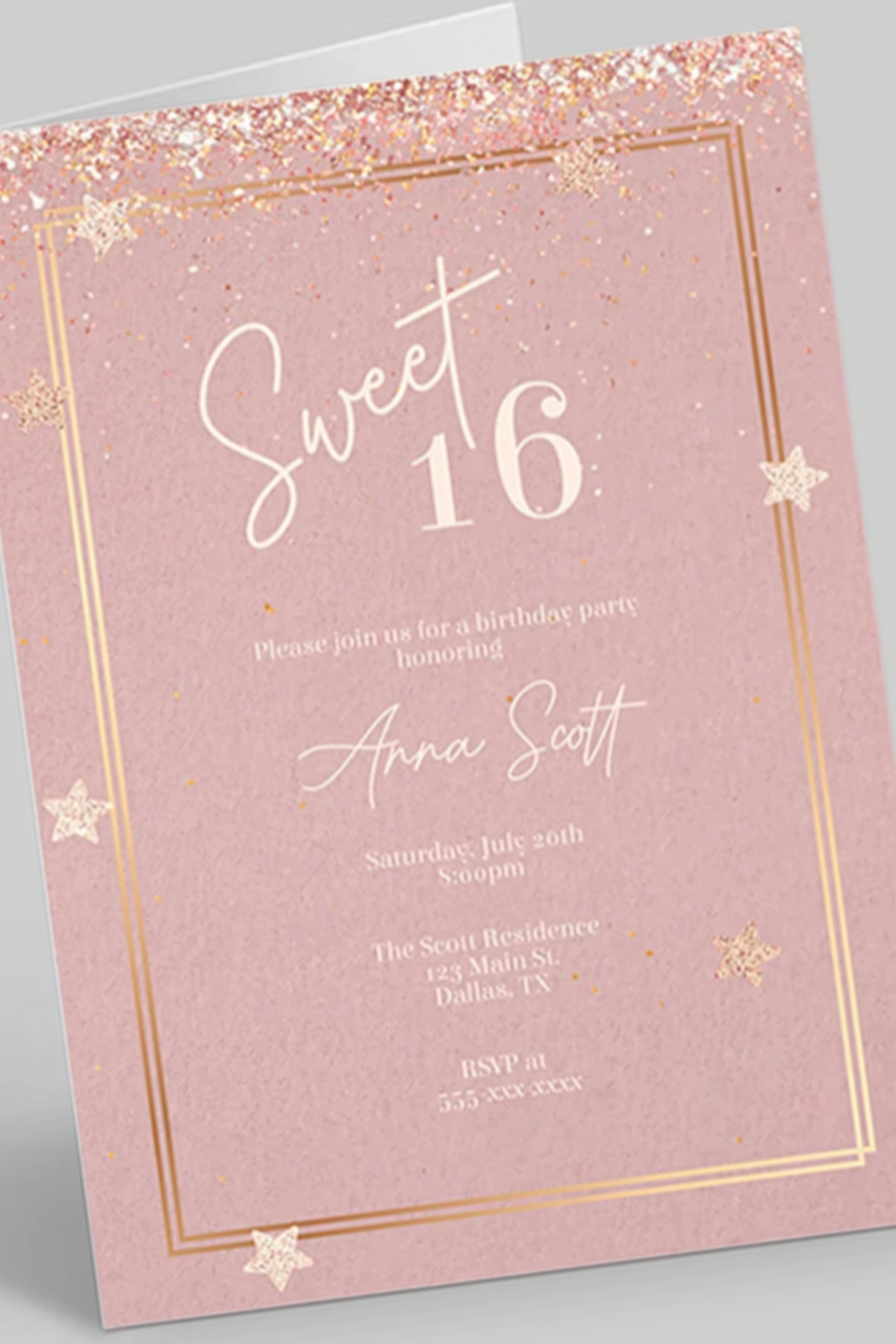 Sweet 16 Party Invitations - Star Sweet 16 Party Invitation