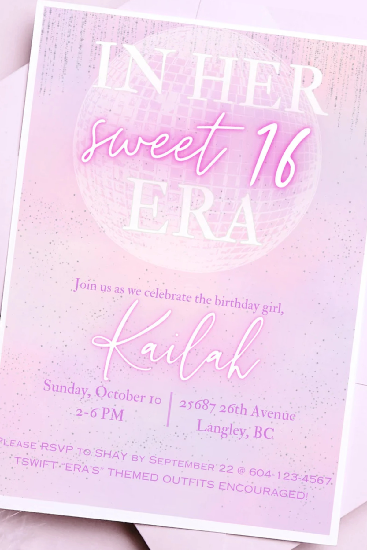 Sweet 16 Party Invitations - Taylor Swift Sweet 16 Party Invitation