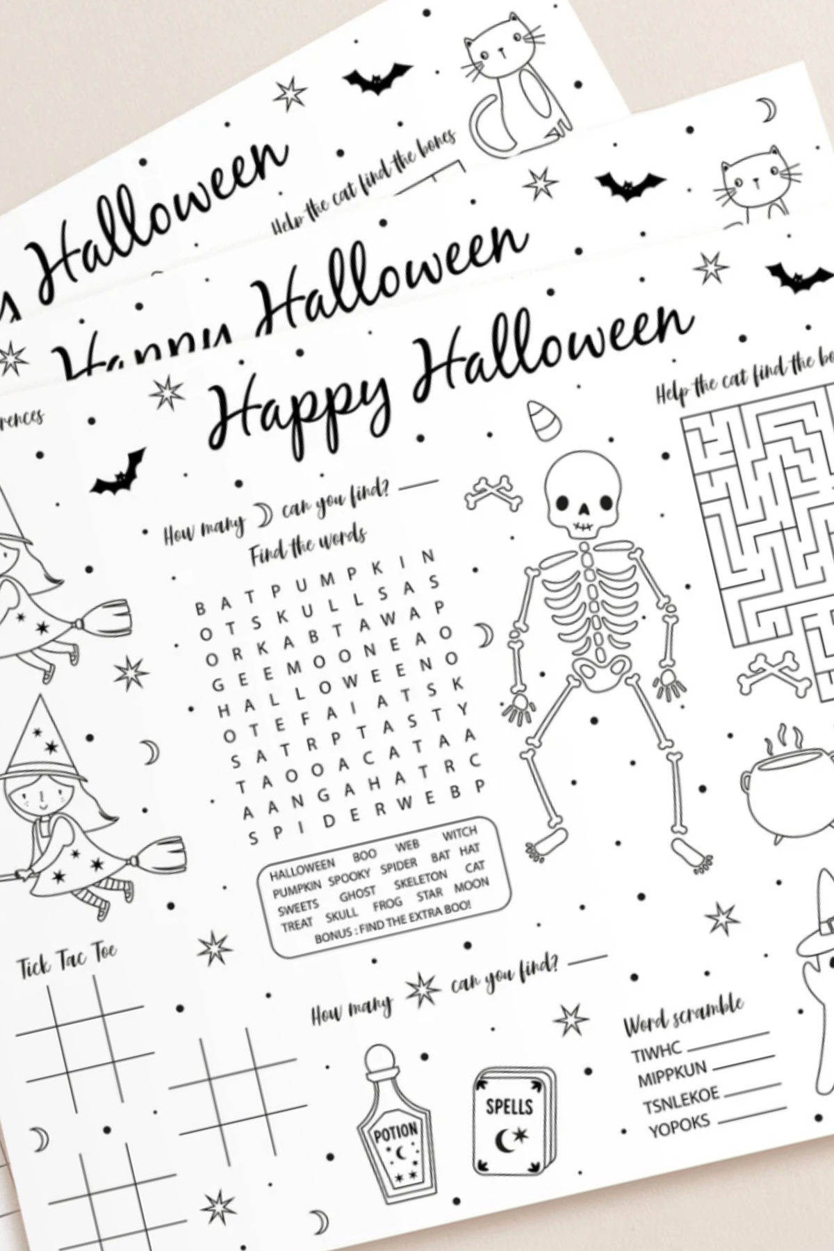 Halloween Kids Activity Printable Placemat