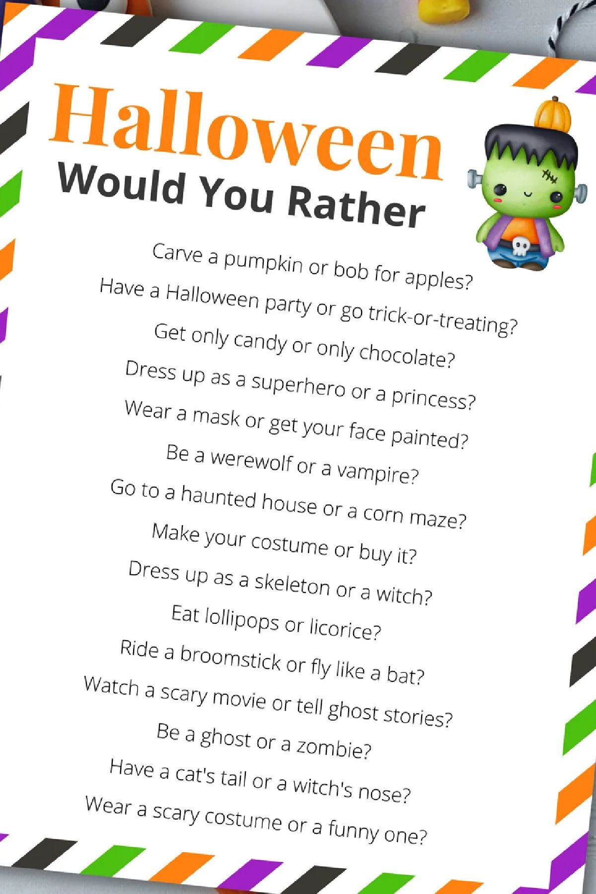 Would You Rather Printable Halloween Game