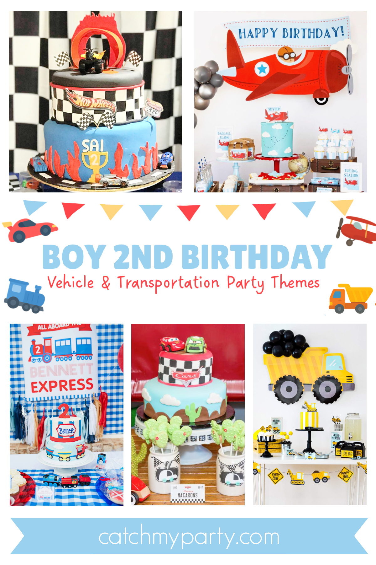 Boy 2nd Birthday - Vehicle & Transportation Party Themes
