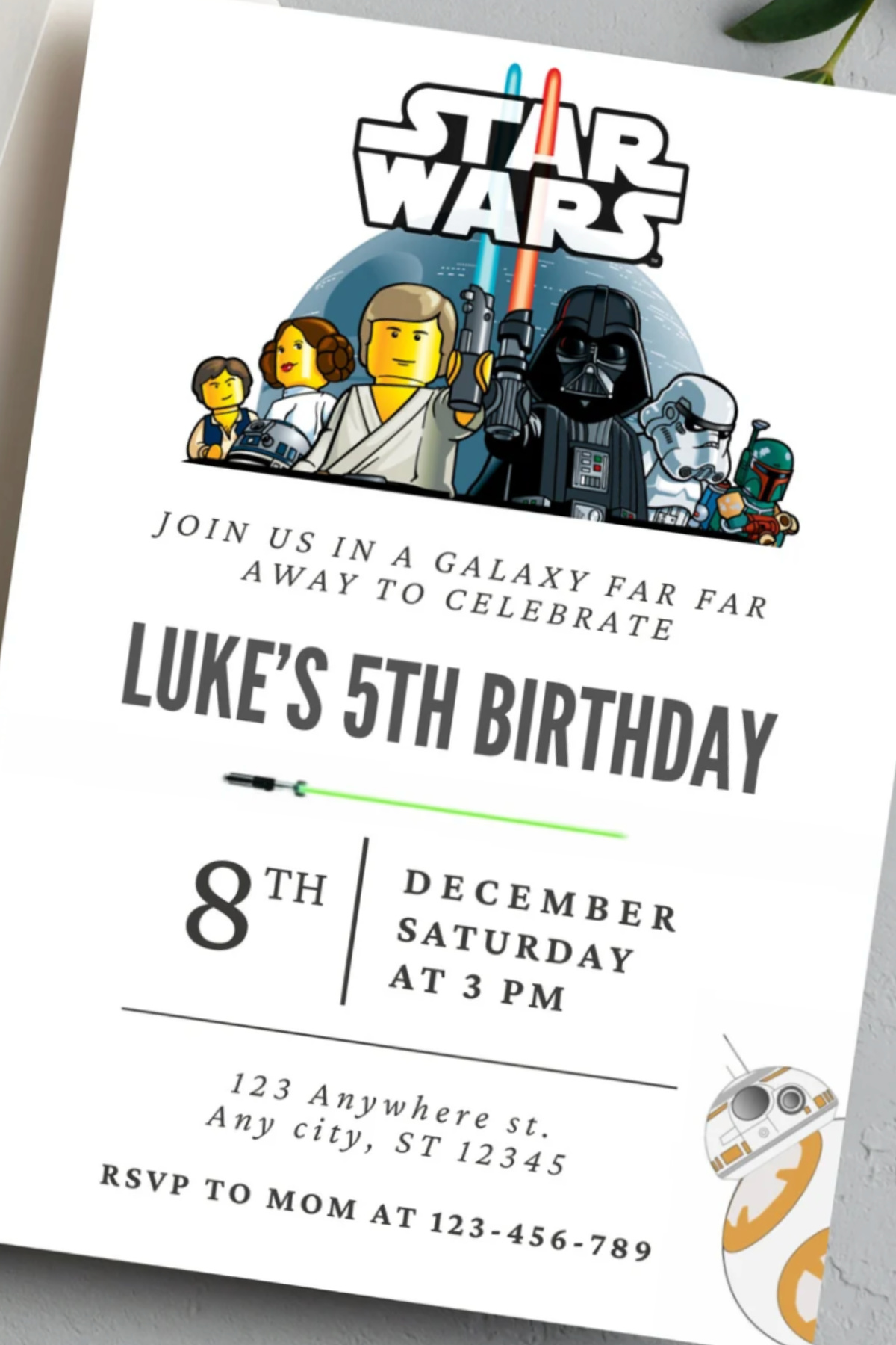 Lego Star Wars Party Invitation