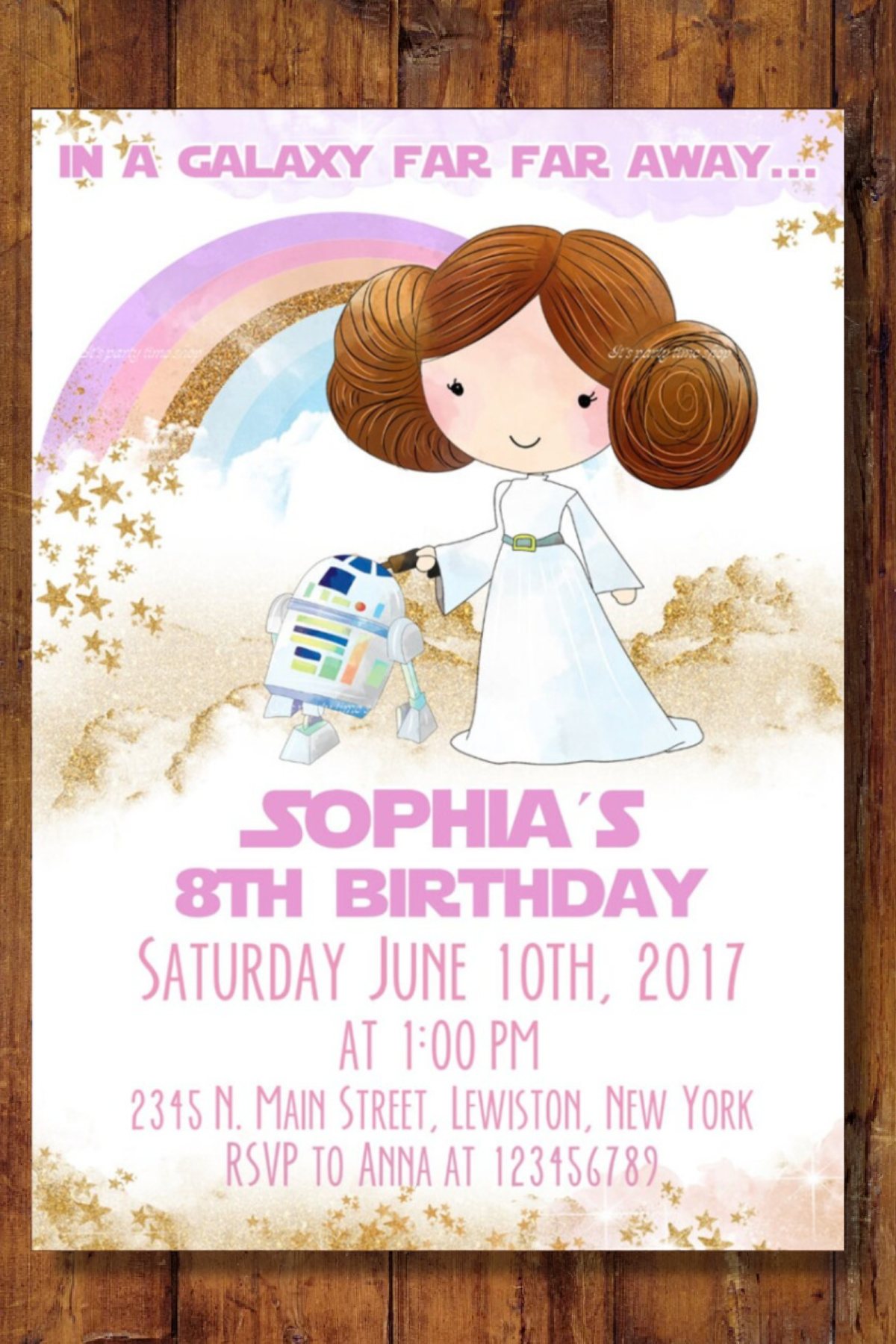 Princess Leia Party Invitation