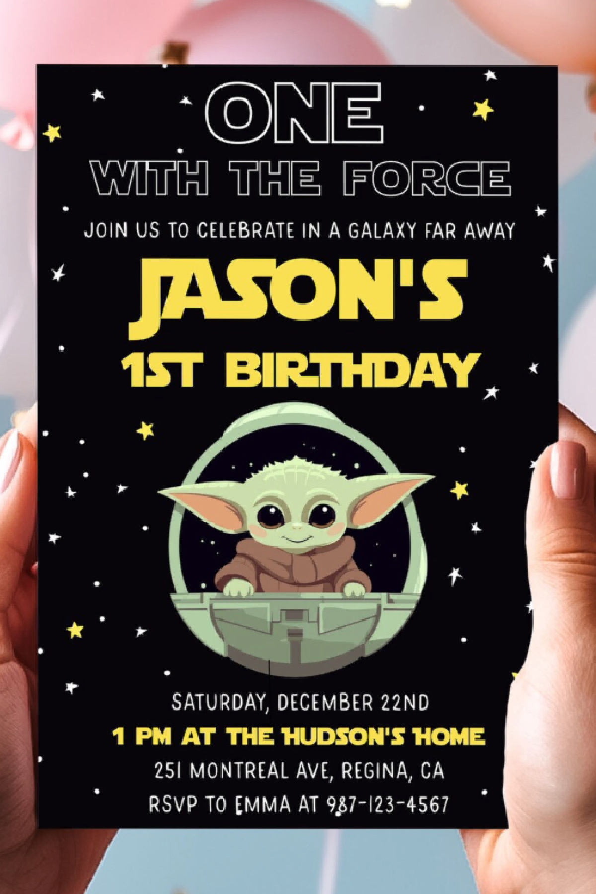 Baby Yoda Party Invitation