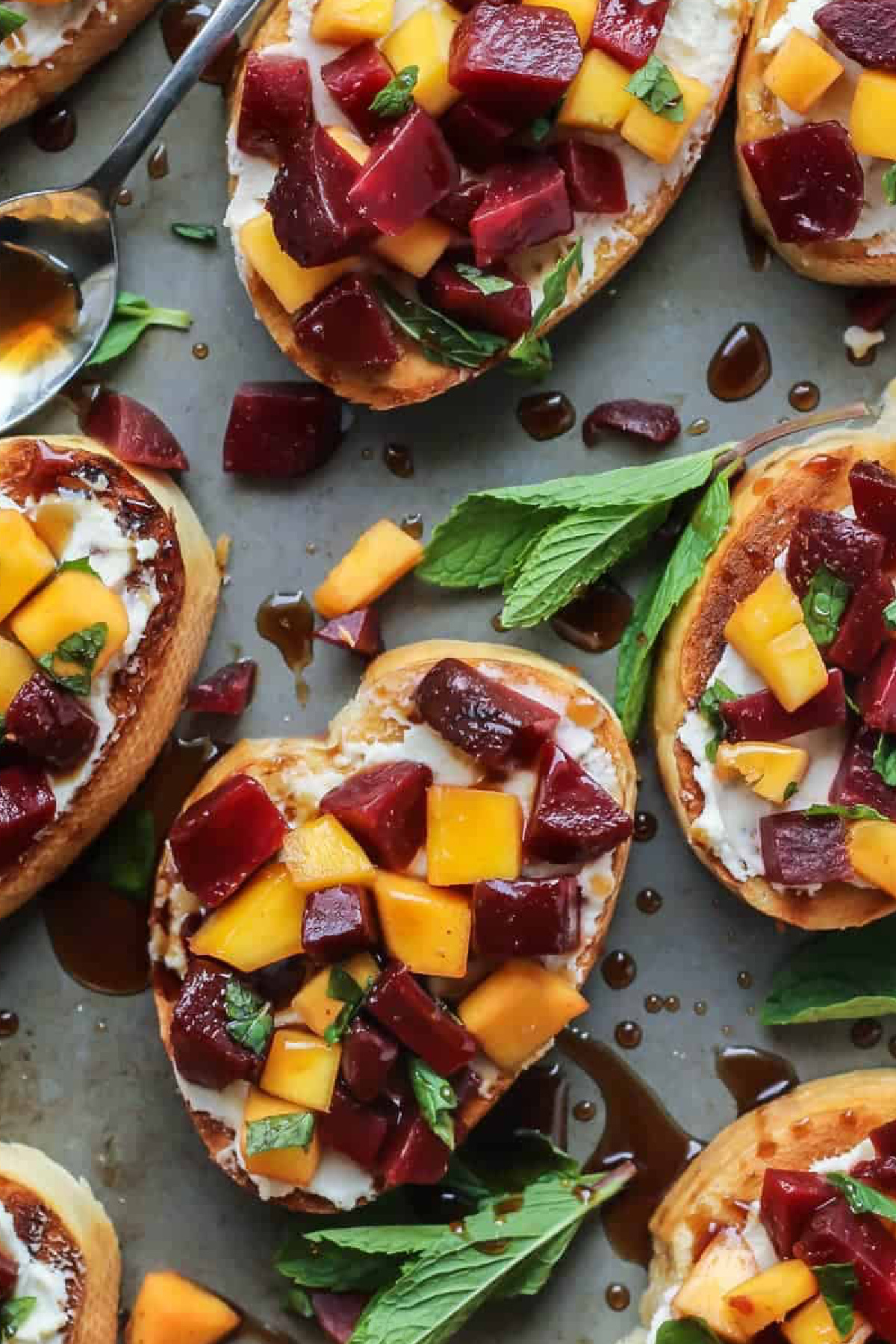 Mint Mango Beet Bruschetta