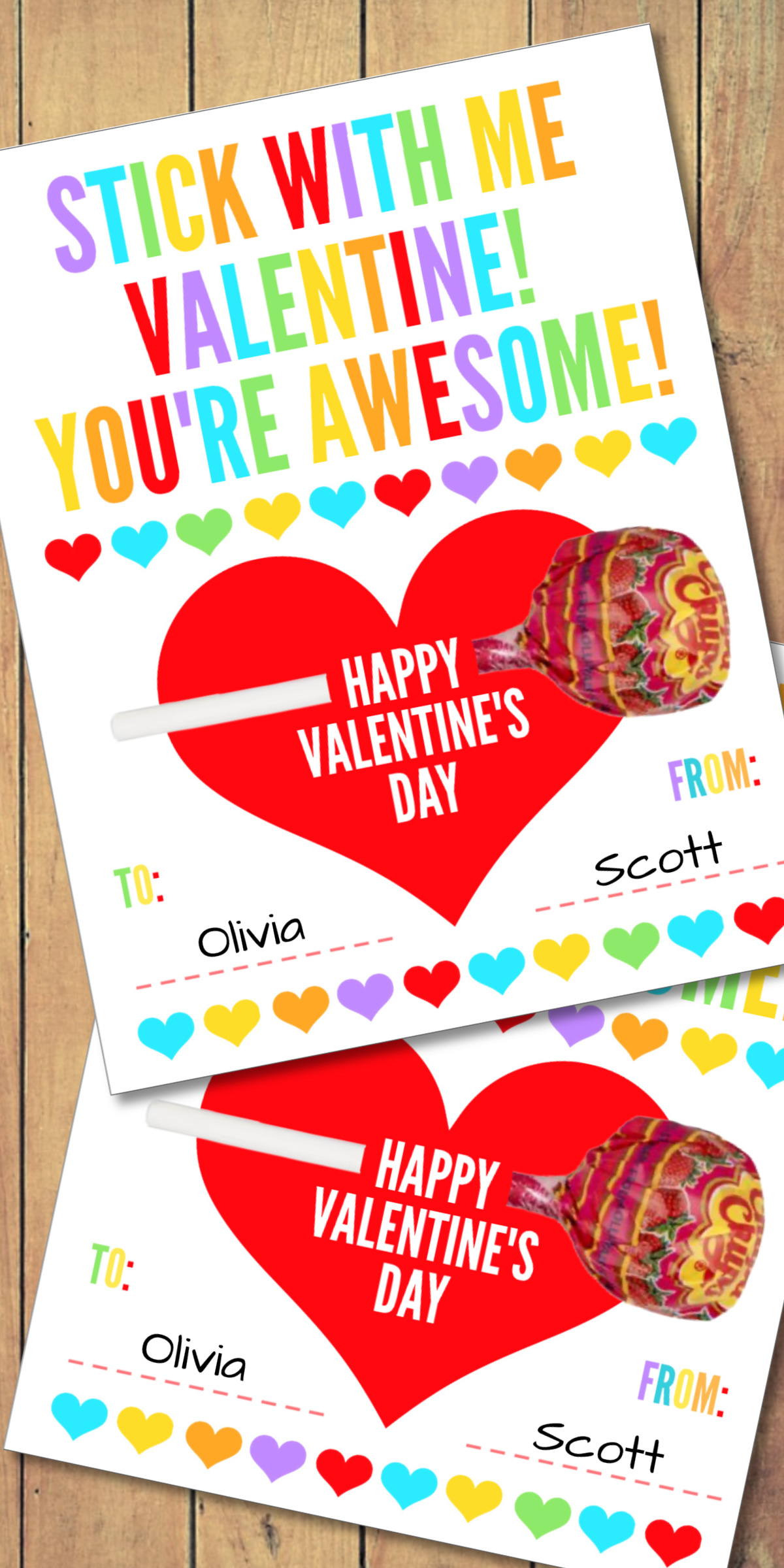 Adorable FREE Printable Lollipop Classroom Valentines! 🍭