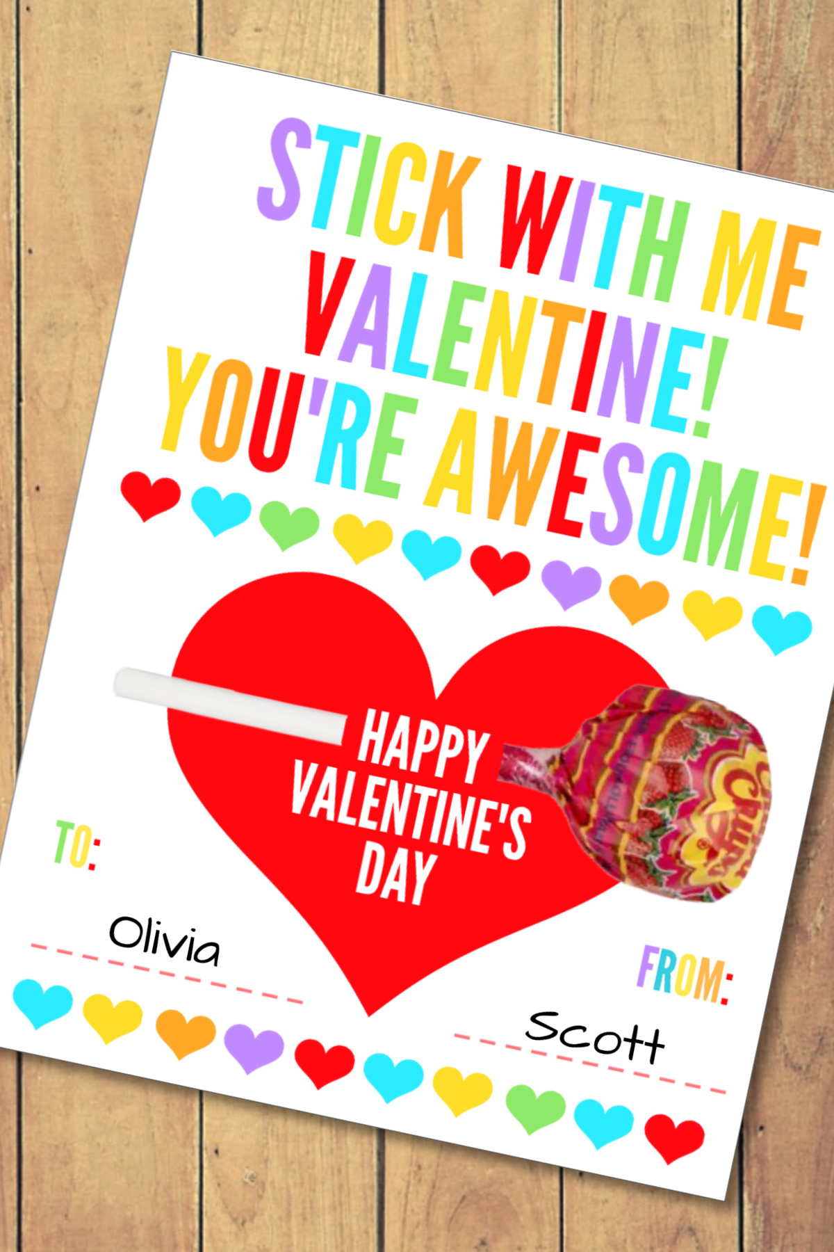 FREE Printable Lolly Pop Valentines – Perfect for Class!