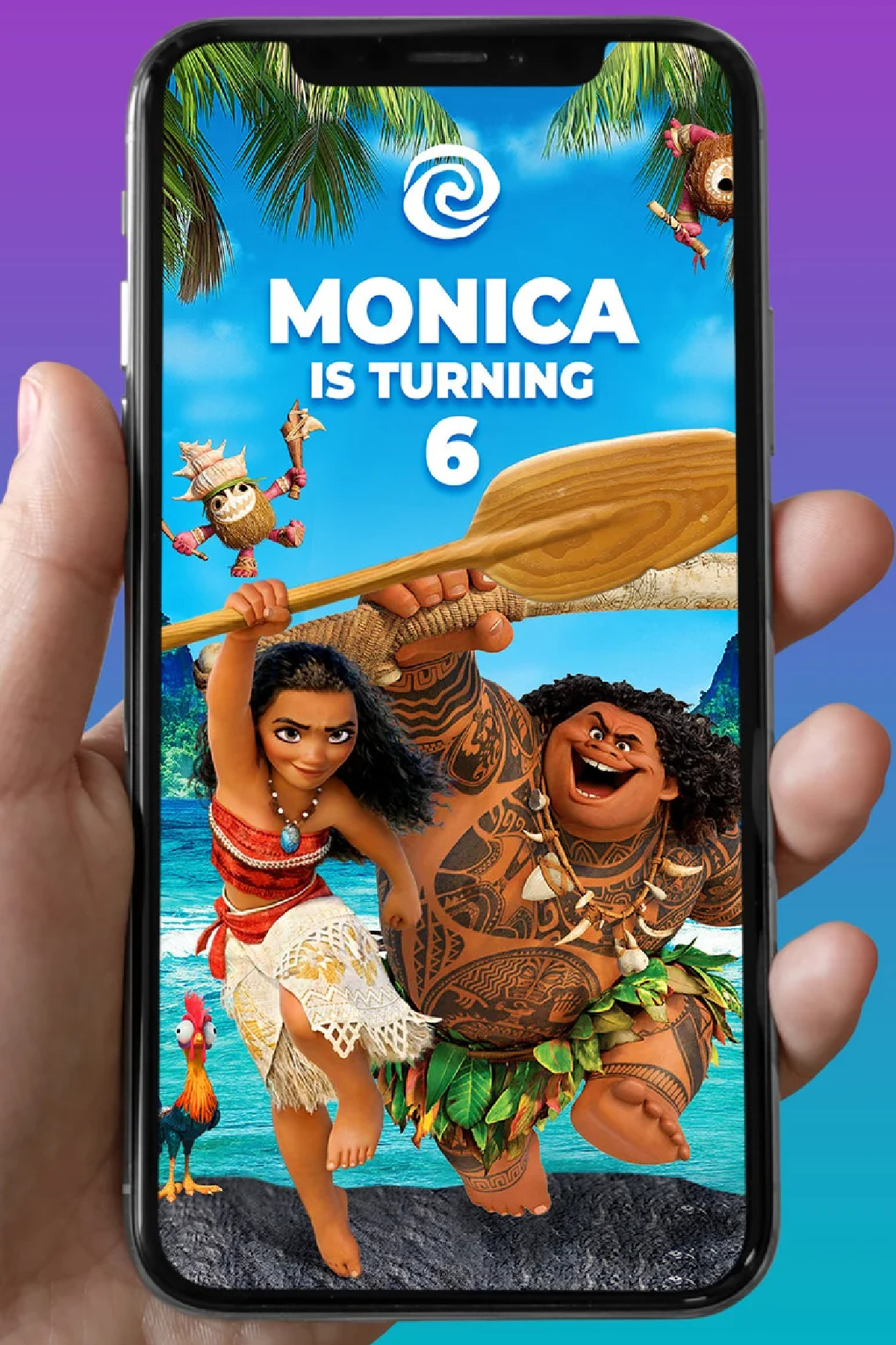 Digital Moana Party Invitation Digital Moana Party Invitation