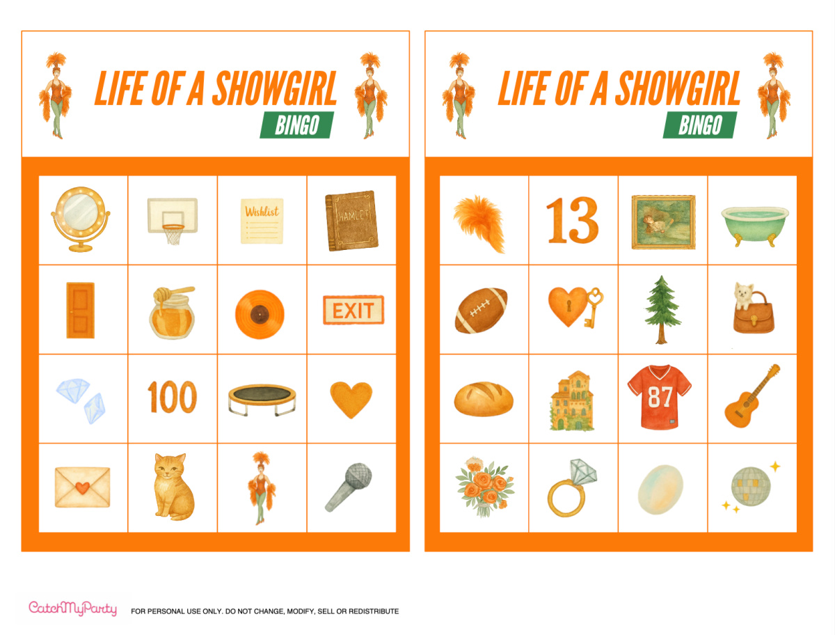 FREE Printable Life of a Showgirl Bingo Cards