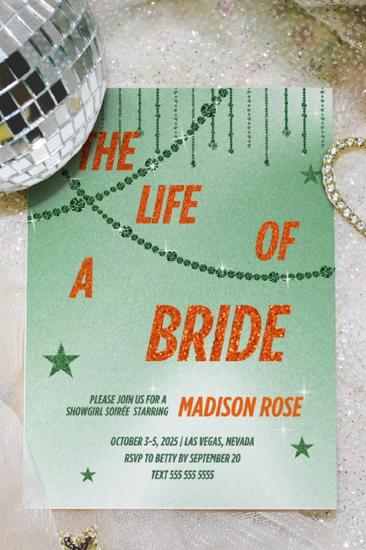 Life of a Showgirl Bachelorette Invitation Life of a Showgirl Bachelorette Invitation